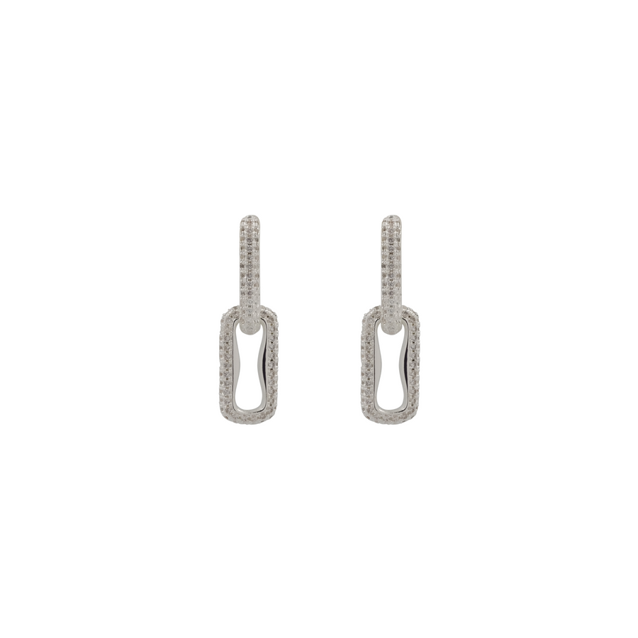 THE PAVÉ PAPERCLIP DROP EARRINGS