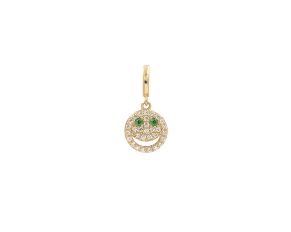 Happy Face Charm - 10K Gold Pavé Charm | Lisa Gozlan