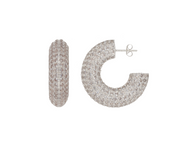 Pair of pavé hoop earrings in silver-tone with post backs