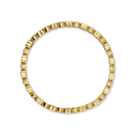 A gold-plated circular ring with a textured, segmented outer edge, shown against a plain white background.