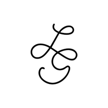 Decorative black monogram on a white background