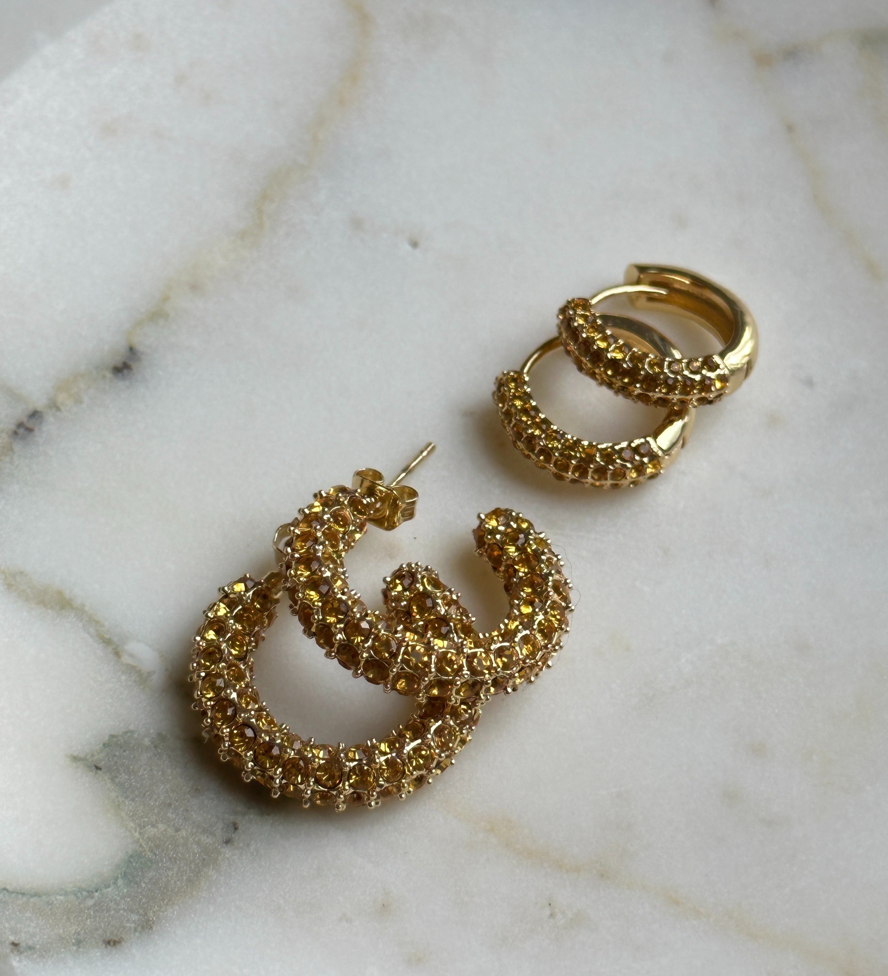 BOLD CRYSTAL HOOPS COLOURED CZ