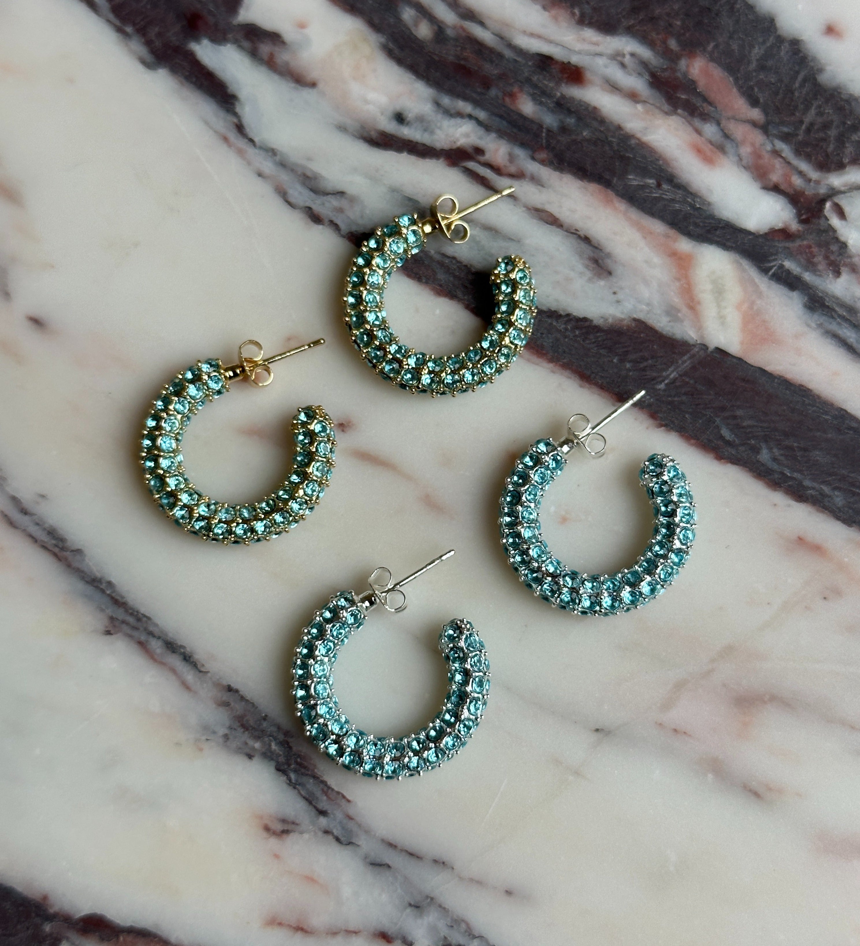 BOLD CRYSTAL HOOPS COLOURED CZ