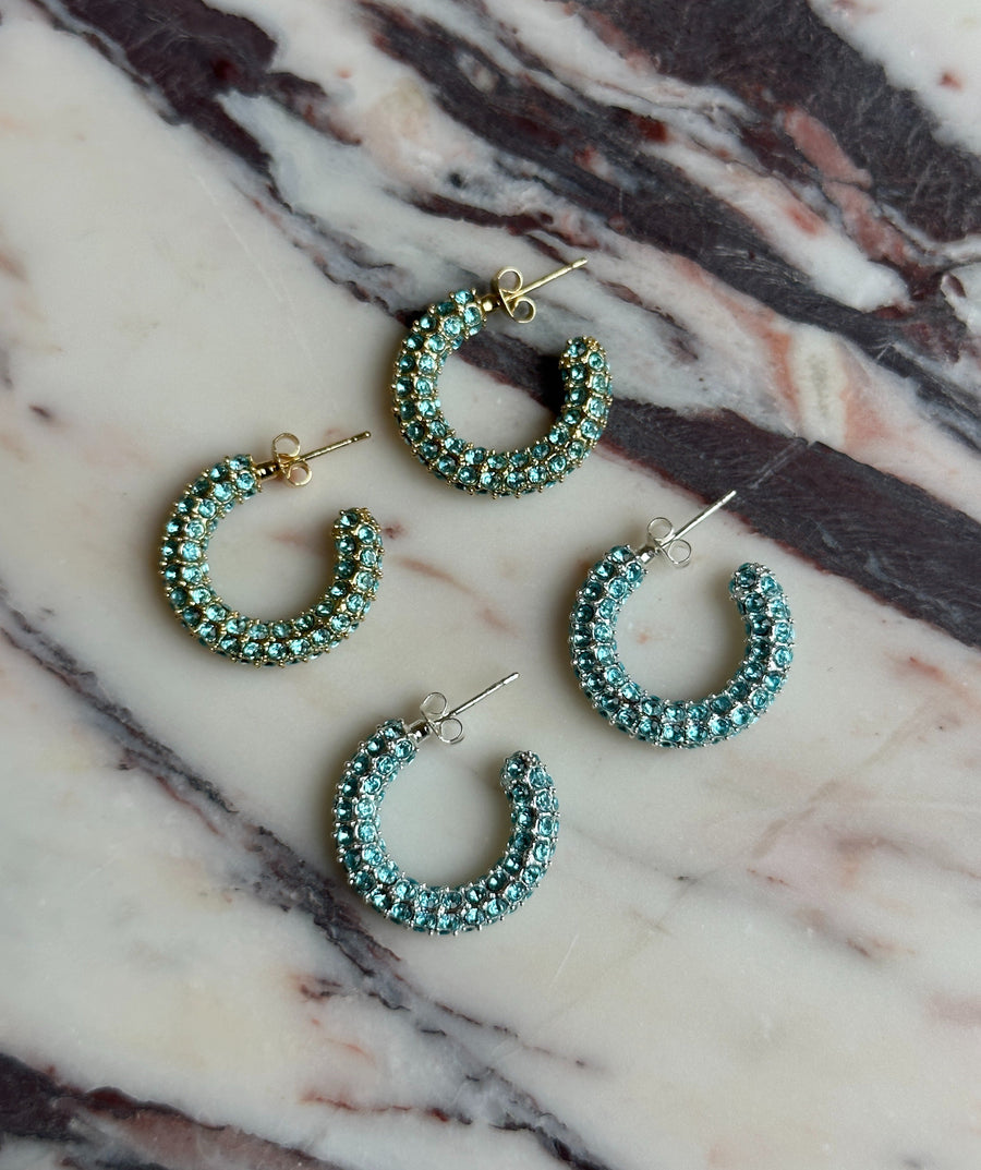 E038 'BOLD CRYSTAL HOOPS COLOURED CZ'