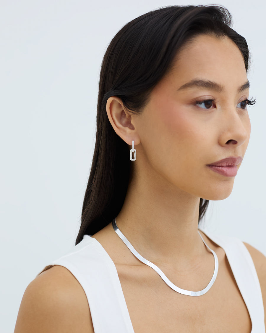 THE PAVÉ PAPERCLIP DROP EARRINGS