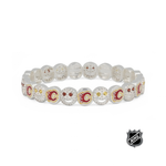 Silver-tone NHL charm bracelet with round bead charms and colorful team logo medallions