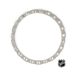 Silver-tone link bracelet with segmented oval links; NHL logo charm at side.