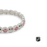 Silver-tone NHL charm bracelet with round glitter beads and colorful team logo accents