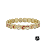 Gold-tone NHL charm bracelet with alternating logo medallions and glitter crystal round beads