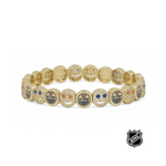 Gold-tone NHL bracelet with round Oilers team-logo beads and crystal-accent detailing