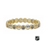 Gold-tone NHL bracelet with round Oilers team-logo beads and crystal-accent detailing
