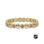 Gold-tone NHL bracelet with round enamel team-logo beads with red and white accents