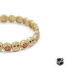 Gold-tone NHL bracelet with round enamel team-logo beads and hinged end clasp