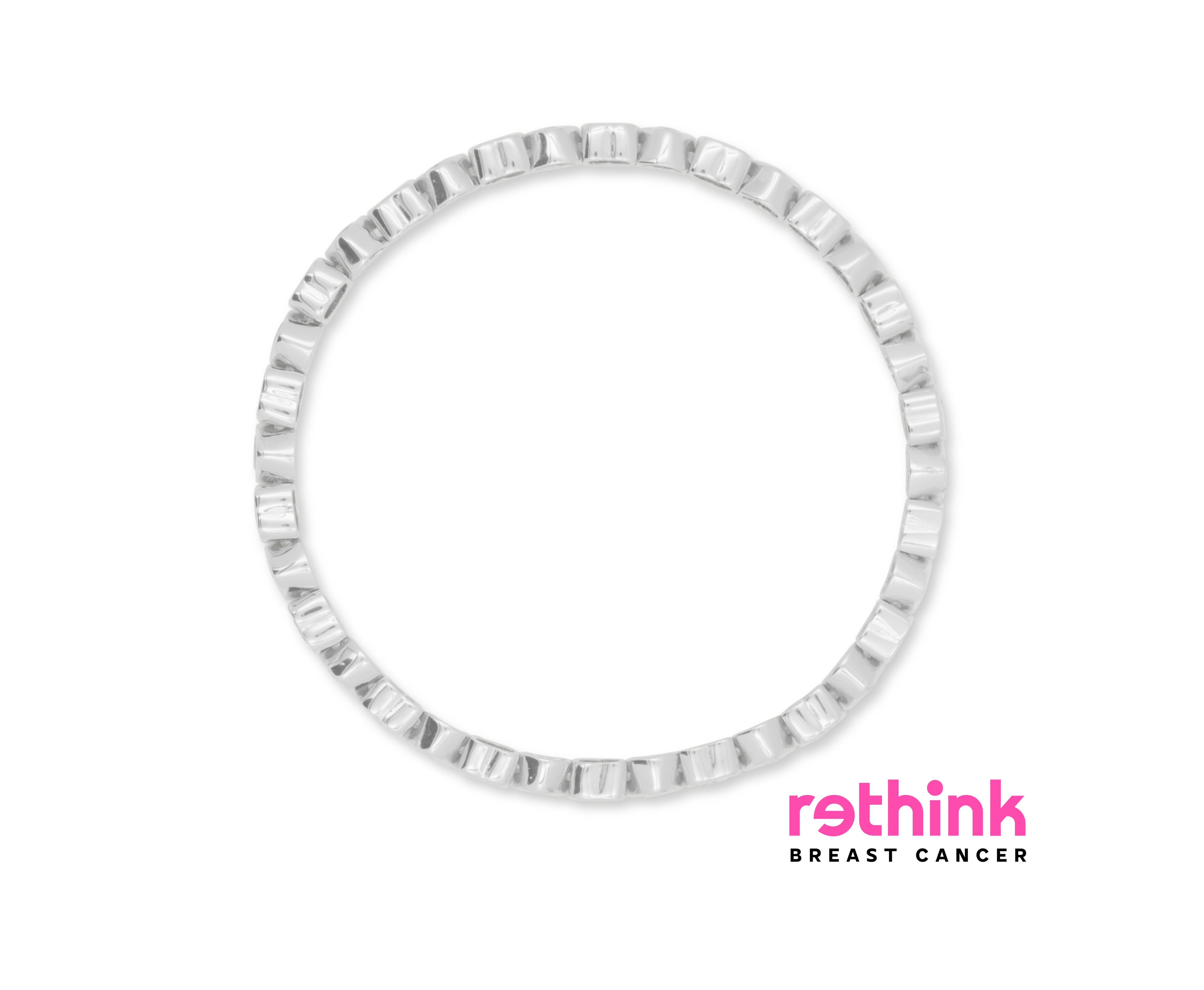 Silver tennis bracelet with heart-shaped link design