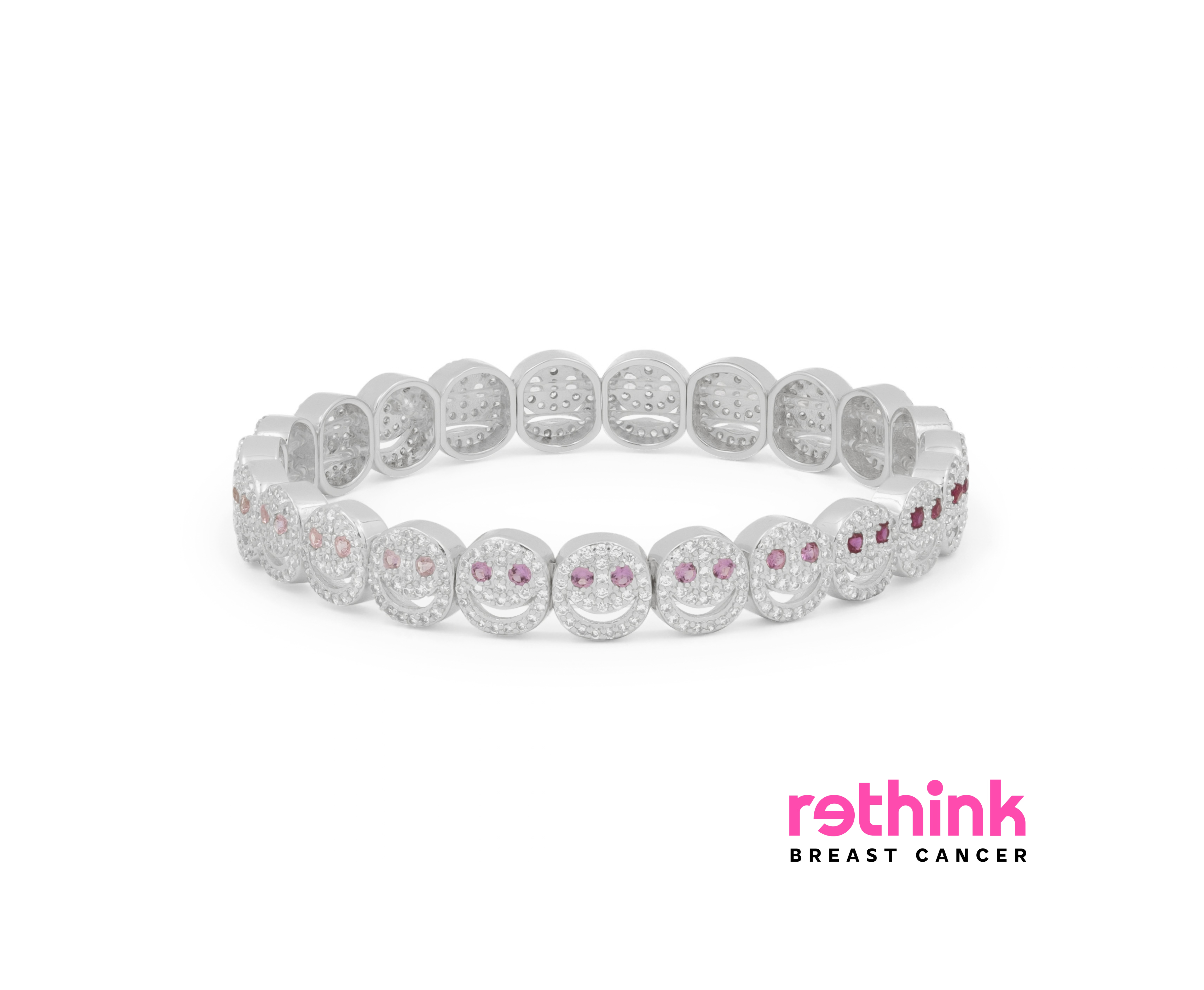 Silver pavé bracelet with rectangular stone-set links
