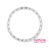 Silver pavé link bracelet with oval settings and pink stones