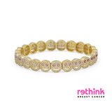 THE PAVÉ gold pavé link bracelet with round medallion settings