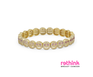 THE PAVÉ gold pavé link bracelet with round medallion settings