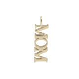 Gold 'MOM' pendant on a white background