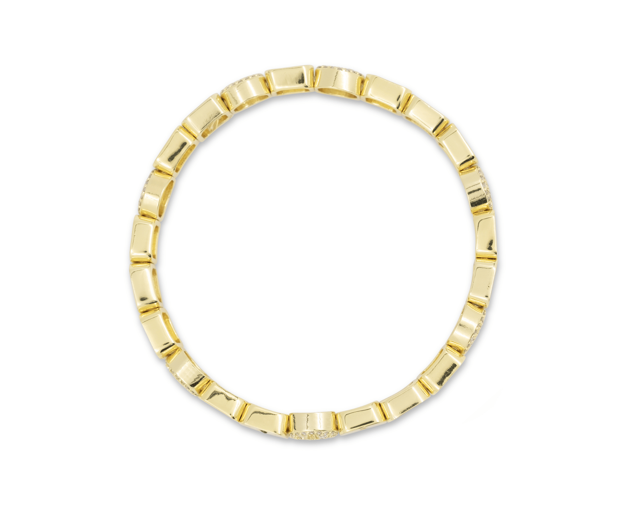 Gold ring with a textured band on a white background