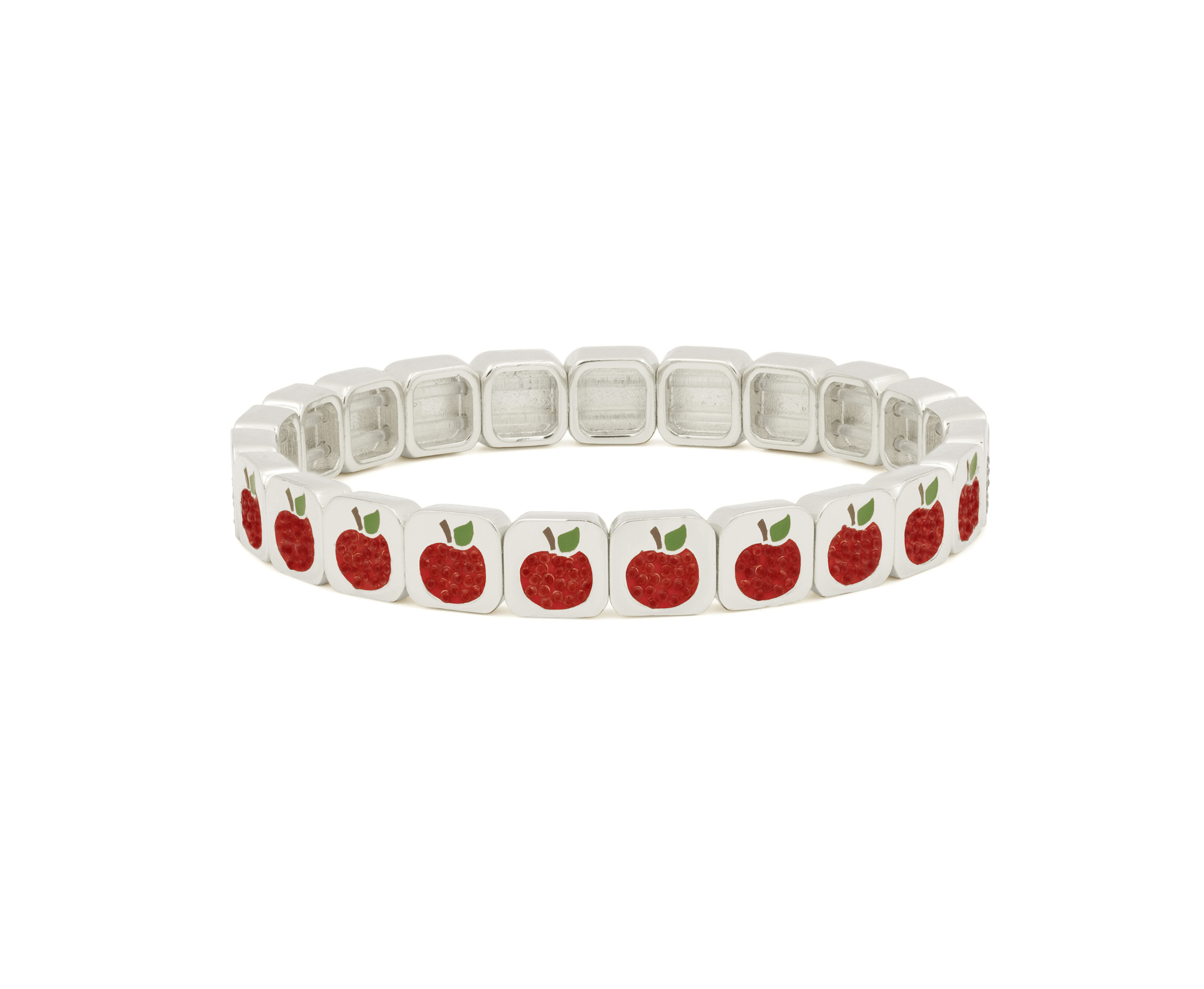 Bracelet with red apple pattern on a white background