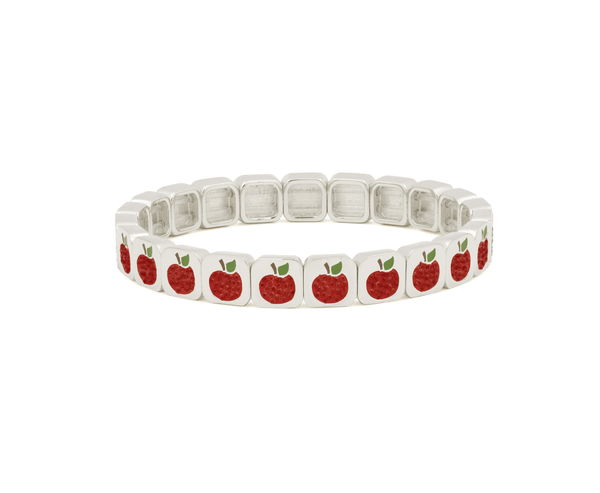 Bracelet with red apple pattern on a white background