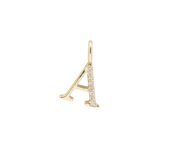 10K yellow gold A letter pendant with small clear stones