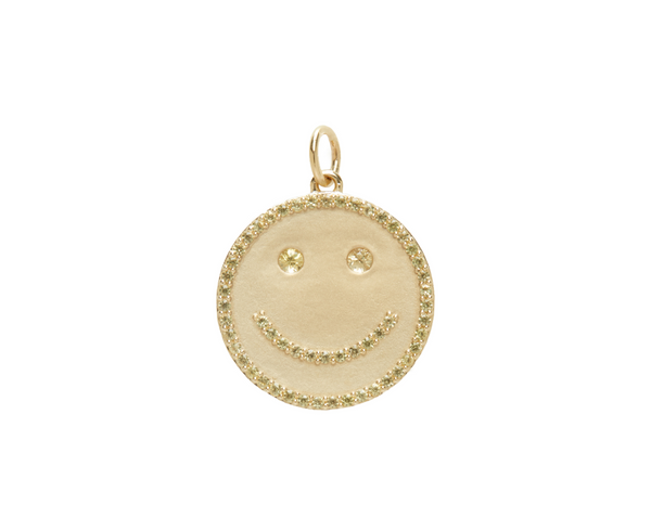Gold Jewelry Happy Face Pavé Pendant | Lisa Gozlan