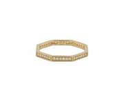 14K yellow gold hexagon diamond stacker ring