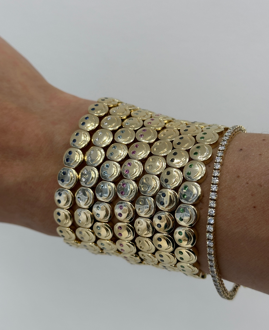 10K ETERNAL GEMSTONE HAPPY FACE BRACELET